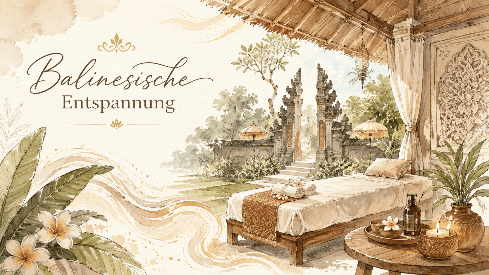 Illustration einer balinesisch chinesisch inspirierten Entspannung